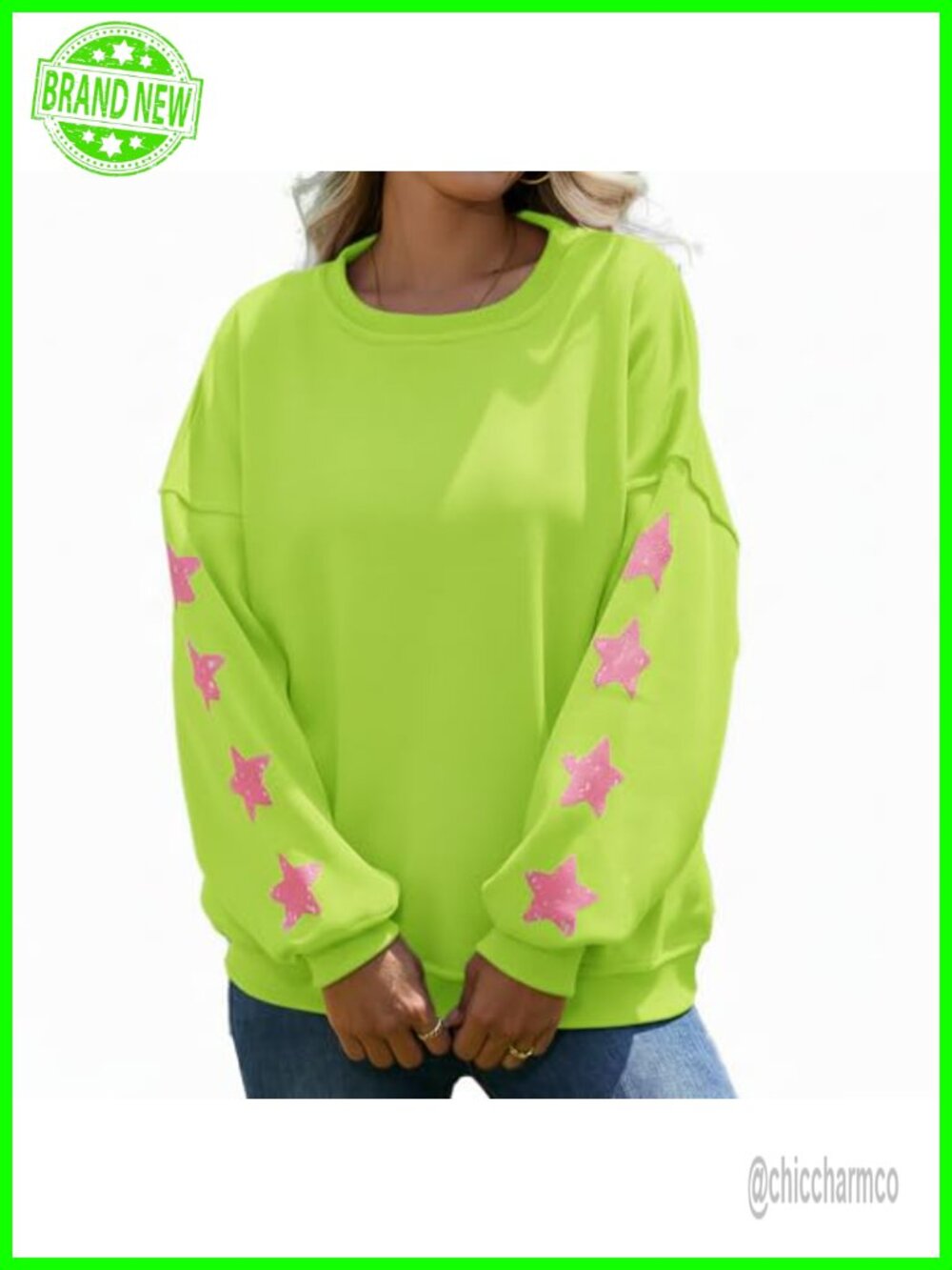 Oversized Crewneck Sweatshirt Fleece Lined Pullover Long Sleeve